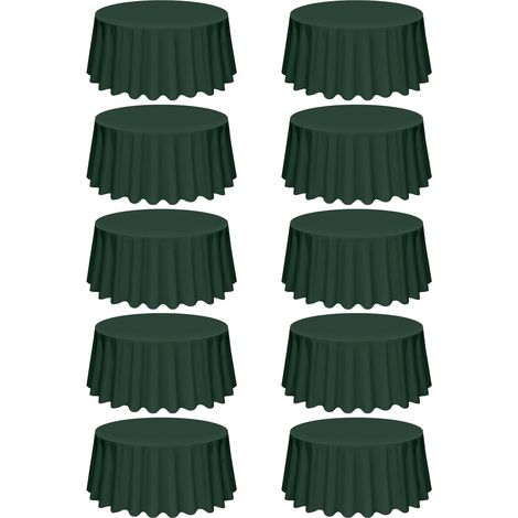 Lot de 10 nappes rondes, vert chasseur, 305 cm, polyester, anti-taches, intérieur extérieur, mariage