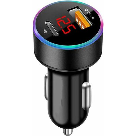 Car Charger USB C PD & QC3.0 Fast Car Charger USB A Cigarette Lighter Adapter for iPhone 13 12 11 Pro Max X XR XS, Samsung, Huawei, Tablet