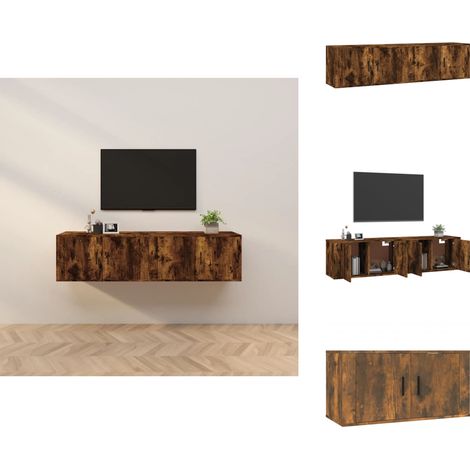 Meubles TV muraux 2 pcs chêne fumé 80x34,5x40 cm - Meuble Tv Mural - Meuble Tv Moderne - Meuble Tv Suspendu - Étagère Murale - Rangement Tv (1/5)