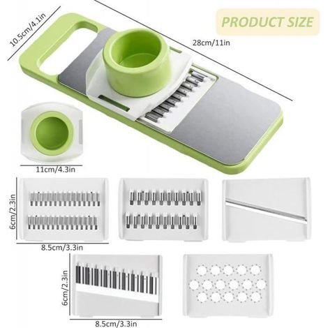 Mandoline - Coupe-Legumes Manuel - 5 Lames Interchangeables - Pour Oignons Pommes De Terre Racine De Lotus - Acier Inoxydable - 1 Pièce (1/5)