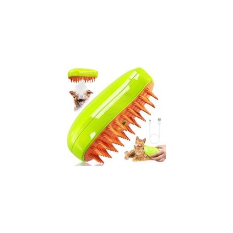 Brosse Vapeur Chat,3-In-1 Brosse Chat Vapeur Vert Brosse a Vapeur Pour Chat Multifunción Brosse Vapeur for Chat Brosse Chien Chat à Vapeur pour DémêLer Les Noeuds et Les Poils Lâches des Animaux - Cre