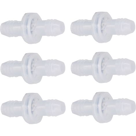 Clapet anti-retour en plastique (lot de 6) pour liquides et gaz, diamètre d'interface 3/8 pouce (10 mm), coque en PP, membrane en fluoroélastomère. (1/5)