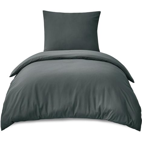 Bettwäsche-Set 155x220cm 2-teilig Anthrazit Mikrofaser Oeko-TEX, Bügelfrei (1/5)