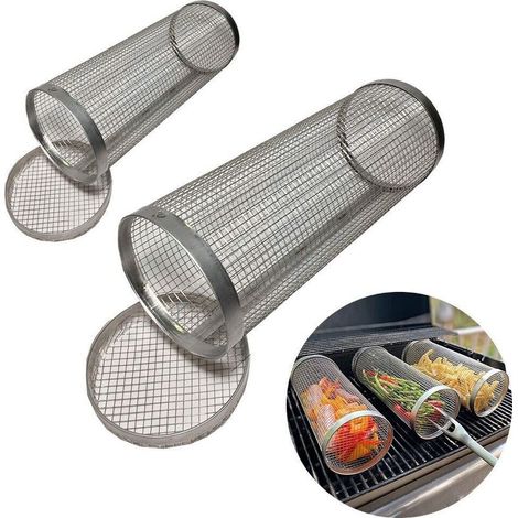 Panier à barbecue à roulettes en 2 pièces, panier à viande et légumes pour barbecue (1/5)