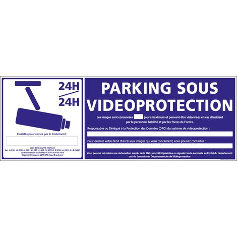 PANNEAU PARKING SOUS VIDEOPROTECTION 24H/24H (G0885-LOI-B-NEW) - Adhésif - 210 x 75 mm