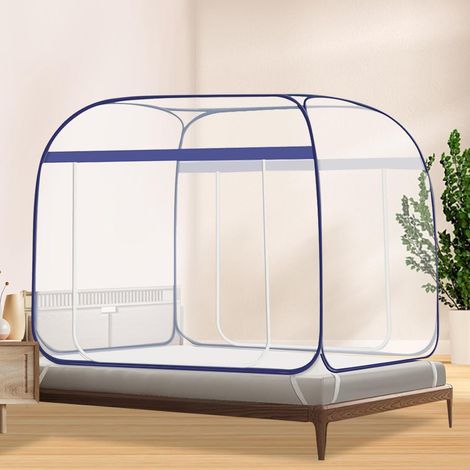 Zanzariera portatile per letto da giardino, king size (200 x 183 cm, blu)
