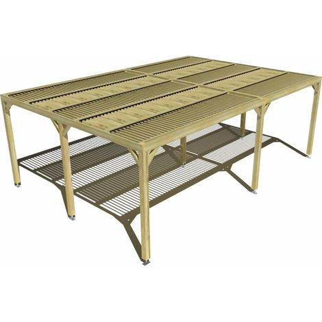 Pergola bois • 7m x 5m • indépendante • sens largeur • lames orientables bioclimatiques incluses • livraison comprise (1/3)