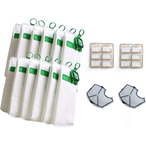 Kit Sac Aspirateur Compatible pour Vorwerk Kobold VK140 VK150 avec Filtre Remplacement - 12 Sacs + 2 Filtres Moteur + 12 Parfums (1/4)