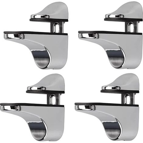 JSSEVN-4 Pièces Support Etagere Verre, Pince Verre Réglables en Alliage de Zinc pour Étagère en Bois/Verre de 2 à 23 mm Épaisseur (Noir) (1/5)