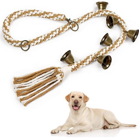 Timbres para perros - Ayudas para el adiestramiento canino - Cordones para timbres de mascotas - Tejidos a mano - Cordones para colgar timbres - Juguetes para gatos (1/2)