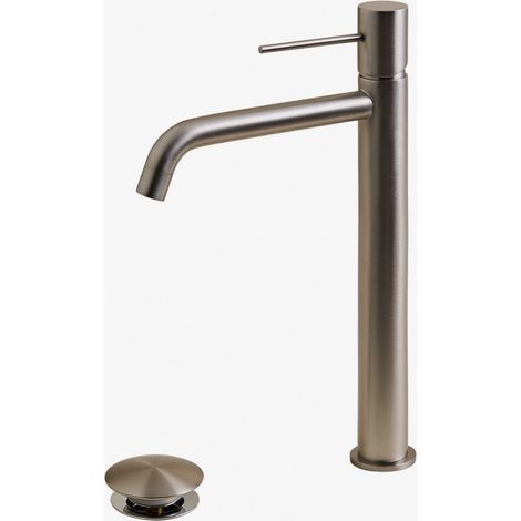 SKLUM Orveta Click-Clack Messing-Waschtischarmatur und Ablaufventil-Set Gebürstetes Grau ↑30 cm                                 