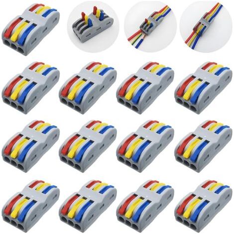 13 Connecteur Electrique, 6 Ports Compact, Bornier Ressort SPL-3, Câblage 0.08-4mm², Pour Luminaire Et Prise (1/4)