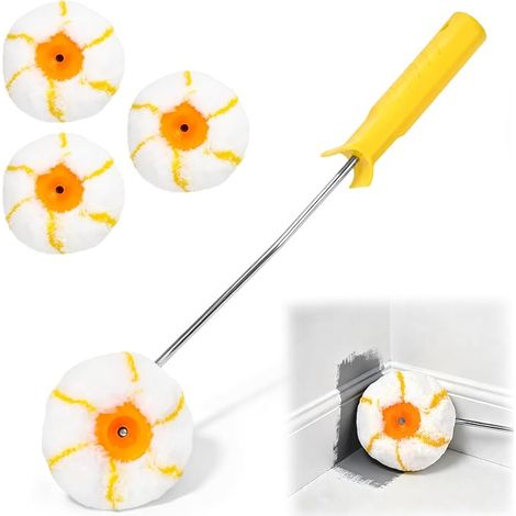 Rouleau de peinture pour coins avec étrier, 4 rouleaux de rechange (1/5)