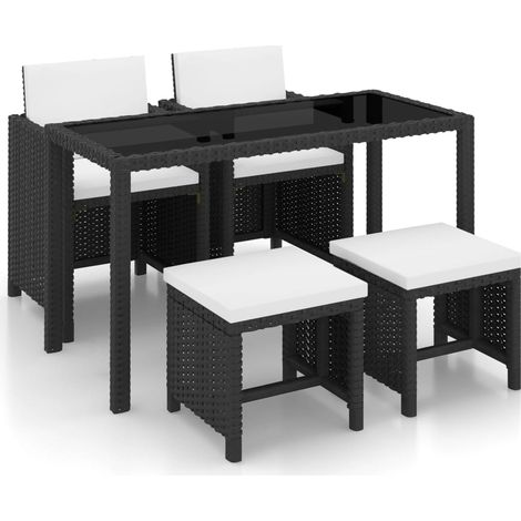 vidaXL Set da Pranzo da Giardino 5 pz con Cuscini in Polyrattan