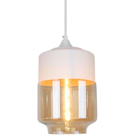 royaluxe- Lampe À Suspension Vintage Rétro Plafonnier En Verre Suspension Luminaire Moderne Blanc Pour Loft, Salon, Cuisine (1/5)