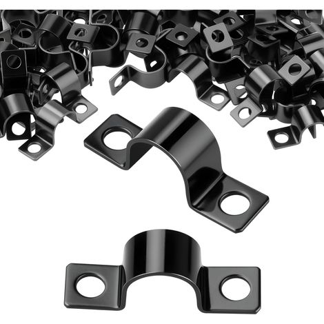 120 Pièces Colliers de Serrage en U 8 mm Colliers en U à Deux Trous U-Collier de Serrage Tuyau Acier au Carbone U-Tube Pince Anneau Fixation Tuyau pour 8 mm Câbles Flexibles Clôtures (1/5)