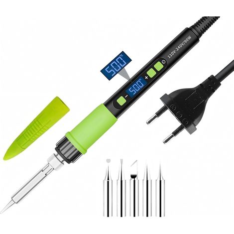 Fer à Souder Etain de Précision 90W - Écran LCD, Température Réglable 180-500℃, Fonction Auto-Veille,5 Pointe de fer a souder + Kit Débutant pour Réparation Électronique (1/5)