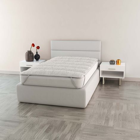 Topper trapuntato con Elastici, LINO, Piazza e Mezza 120x195cm (1/5)