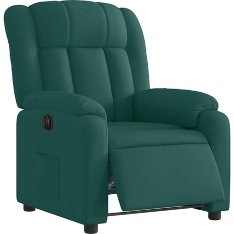 vidaXL Poltrona Elettrica Reclinabile Verde Scuro in Tessuto (1/5)