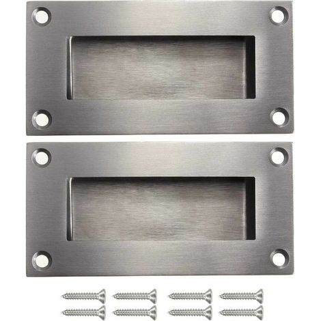Poignées de porte poignée cachée poignée remplaçable pour porte coulissantes sans manche, Anticollision rectangulaires simple mais à la mode en acier inoxydable brossé satiné 2 pièces (1/5)