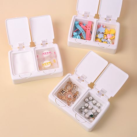 BEBUSINGOTO Mini caja de almacenamiento con tapa de bala, caja de almacenamiento de papelería de escritorio, caja de hisopos de algodón tipo prensa, caja de clasificación de artículos pequeños (3 piez (1/4)