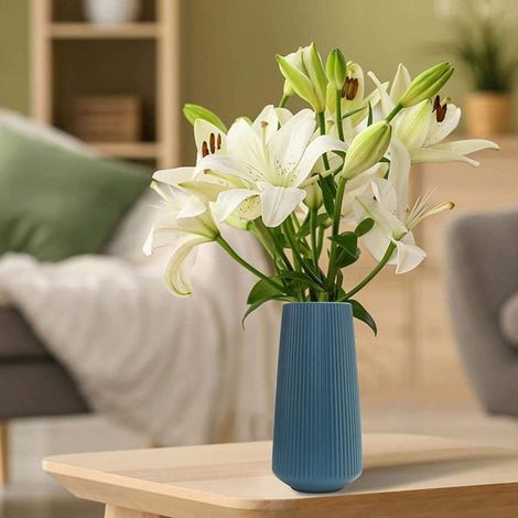 [Vase décoratif moderne] [Plastique durable] [Pink/Blue/White] Vase de fleurs géométrique pour salon, bureau et décoration d'intérieur (1/5)