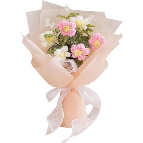 Bouquet all'uncinetto, decorazioni con fiori stabilizzati, bouquet di fiori artificiali lavorati a maglia, articoli di artigianato, regali per le feste e per matrimoni. (1/3)