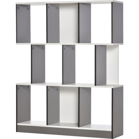 Bibliothèque Mobile à 8 Étagères pour Salon et Chambre à Coucher, en Bois, 100x24x124 cm, Gris Charbon (1/5)