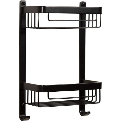 Croydex Large Two Tier Shower Caddy Bathroom Basket Organiser in Matte Black (1/5)
