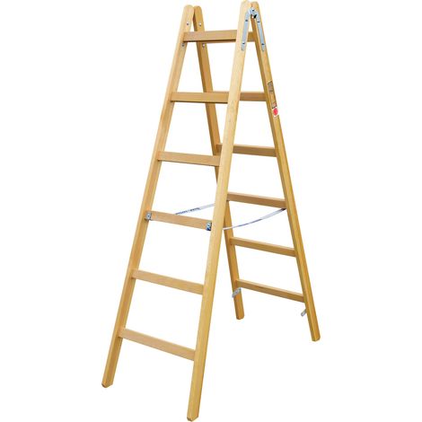 Iller Holz Stehleiter Classic mit Eimerhaken 2x10 Sprossen