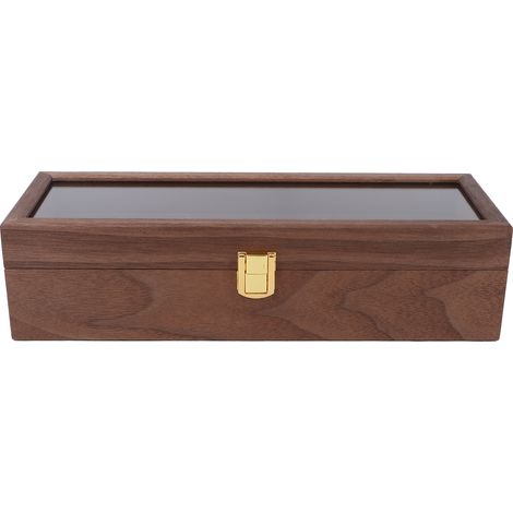 Boîte De Rangement Pour Montres - Bois Composite - 6 Fentes - Couvercle En Verre Transparent - 31,5 X 11 X 8 Cm - 1 Pièce (1/5)