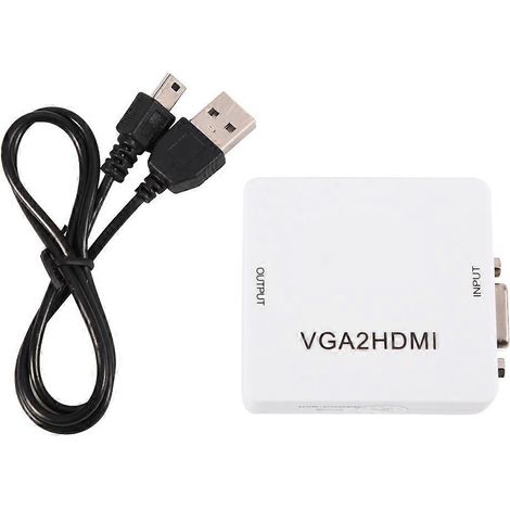Mini convertisseur VGA vers HDMI 1080p : adaptateur VGA vers HDMI pour PC, ordinateurs portables, lecteurs DVD vers téléviseurs HD et projecteurs (1/4)
