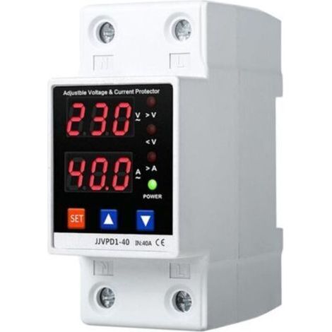 Adjustable Over/Under Voltage Protector, AC220V 40A 2P DIN Rail Surge Protector Recovery (1/4)