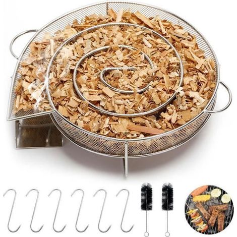 Générateur de fumée froide - Inox - 20x20x5 cm - 6 crochets - 2 brosses - Réutilisable et durable FUMOIR (1/4)