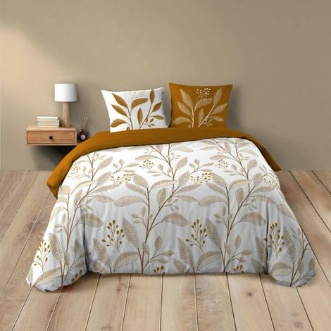 Housse de couette 2 personnes 260 x 240 cm coton 42 fils MALIKA + 2 taies
