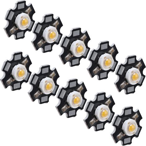 Lot de 10 LED ultra-lumineuses 3V pour plafonnier, spot encastré, lampe torche, lampe de table - Lumière chaude 3000K 3W (1/5)