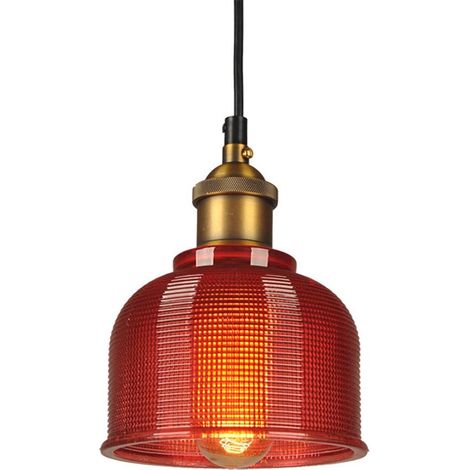 ZOLGINAH Vintage Lampe Suspension Industrielle En Verre Luminaire Suspension E27 Loft Suspension Luminaire pour Salon Chambre Restaurant Café Bar (Rouge) (1/5)