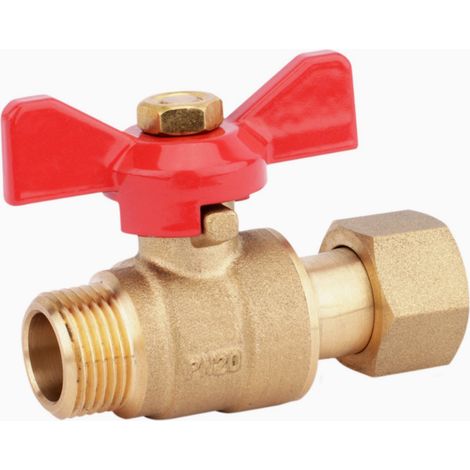 Vanne de départ de collecteur à écrou mobile rouge Filetage Mâle/Femelle 12 x 17 mm