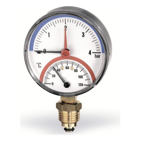 Thermomanometer F+R 818 R80/120 °C, 0–4 bar mit 1/2-Zoll-Anschluss unten