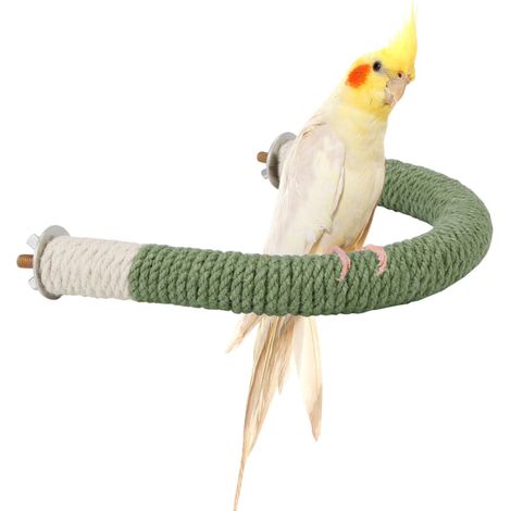 Perchoirs en bois naturel en forme de U avec corde en chanvre - Perchoir - Accessoires pour cage à oiseaux - Jouet pour perruches, calopsittes et autres oiseaux. (1/5)