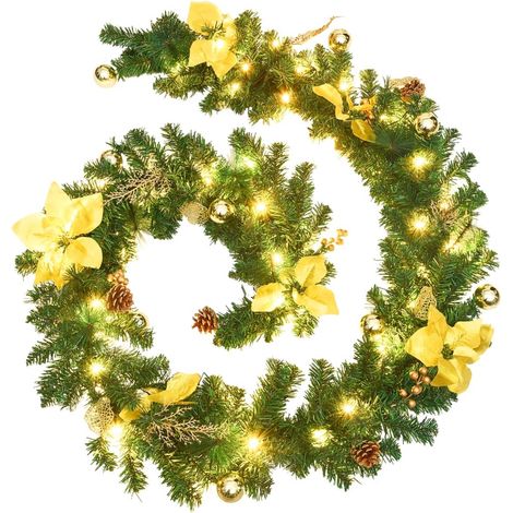 Weihnachtsgirlande mit LED-Lichtern Grün 2,7 m PVC vidaXL (1/5)