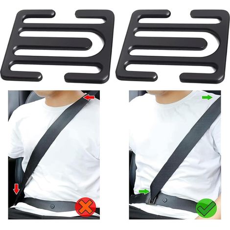 Clips voiture,pince ceinture de sécurité voiture,bloque ceinture de securite voiture, pince ceinture voiture, rallonge ceinture de sécurité voiture, AntidéRapant, RéGlable (Noir) (1/5)