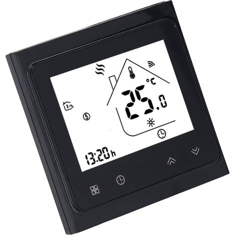 WLAN-Thermostat für Warmwasserboiler mit LCD-Touchscreen, digitaler Temperaturregler mit passivem Ausgang, 95–240 V, Schwarz (1/5)
