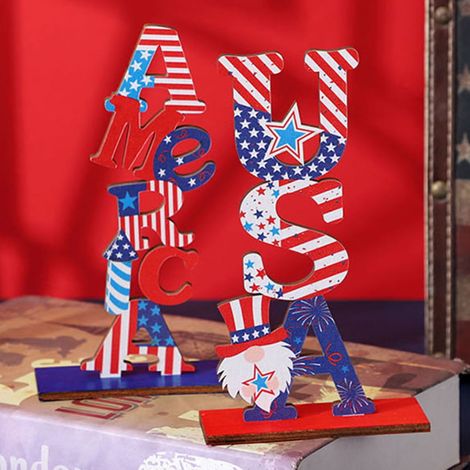 Centre De Table - Bois Naturel - Décoration Intérieure Et Bureau - Motif Patriotique Neutre - Réutilisable - 15 X 12 X 3 Cm - 460 G (1/5)