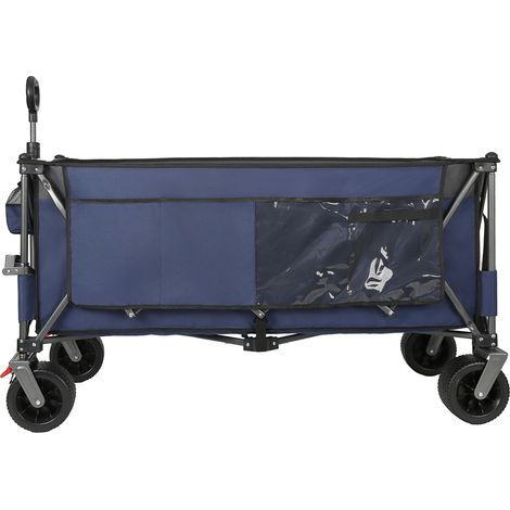 Chariot pliable de jardin XXL 300 L capacité 250 kg, pliage compact 130 cm, roues tout-terrain, bleu (1/5)