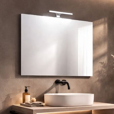 Espejo Al Ras Del Baño Lámpara De Luz Led Reversible 80X70 Cm