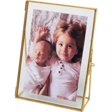 Cadre photo doré 12,7 x 17,8 cm de style vintage avec verre pressé, laiton (12,7 x 17,8 cm) (1/5)