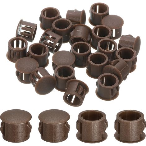 28Pcs Bouchon de Trou en Nylon, 10.5-11mm Diamètre de Trou Bouchon d'étanchéité Rond Souple et Flexible de Verrouillage Bouchons en Caoutchouc pour Bouteille, Tuyaux, Cuisine, Brun (1/5)