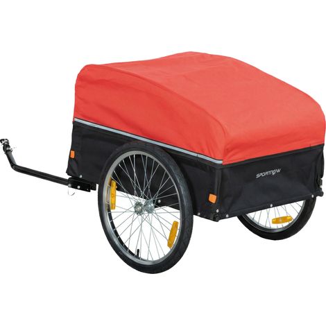 Remorque de velo 170 litres avec attelage bache de protection pneus gonflables jusqu'a 40 kg