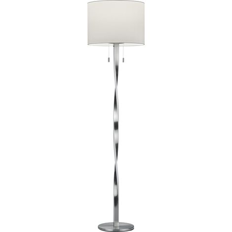 Lampadaire Moderne Nandor Nickel avec Abat-Jour et Trio Eclairage Tige Led (1/5)